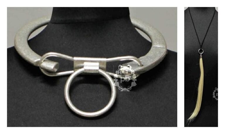 COLLIER torque en métal argenté (signé