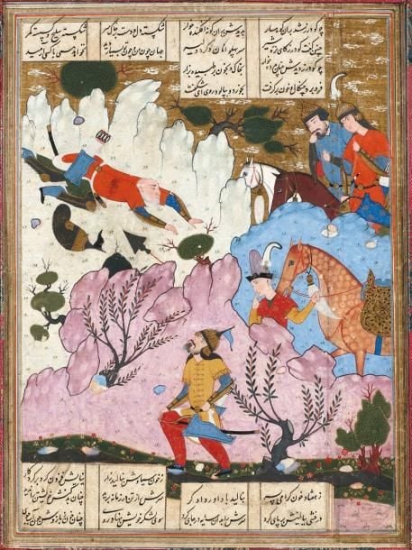 Combat de Gudarz et Piran de Veizeh La grande bataille entre les armées d'Iran et Touran devenait interminabl
