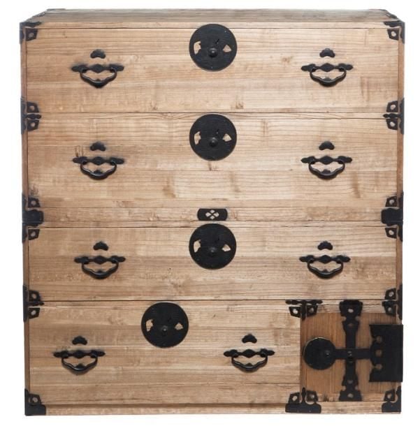 Commode à vêtements (ishodansu) en bois simple de cyprès japonais (hinoki