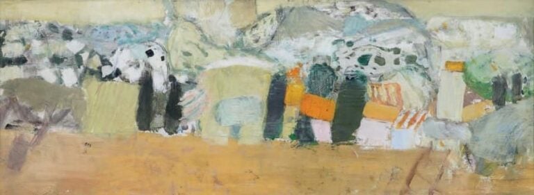 Composition, 1959 Huile sur toile, signée et datée en bas à droite 21,5 x 57,5 cm
