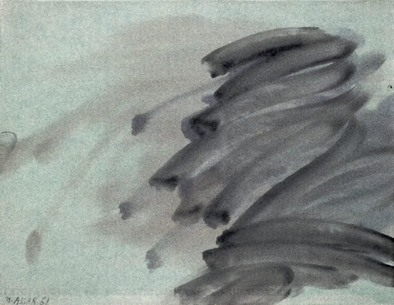 Composition, 1961 Technique mixte sur papier marouflé sur toile, signée et datée en bas à gauche 50 x 64,5 cm
