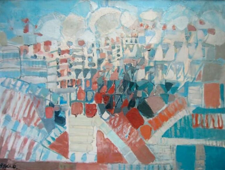 Composition abstraite, 1962 Huile sur toile, signée et datée en bas à gauche 73 x 92 cm