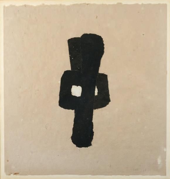 Composition abstraite, 1965 Gouache et collage sur papier, signé et daté en bas à droite À vue: 53 x 50,5 cm