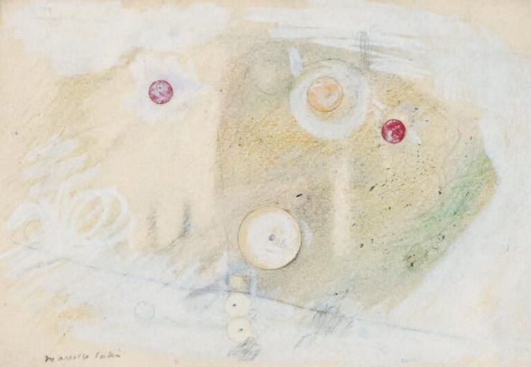 Composition abstraite Collage, lavis et crayon de couleurs sur papier, signée en bas à gauche 14 x 21,5 cm