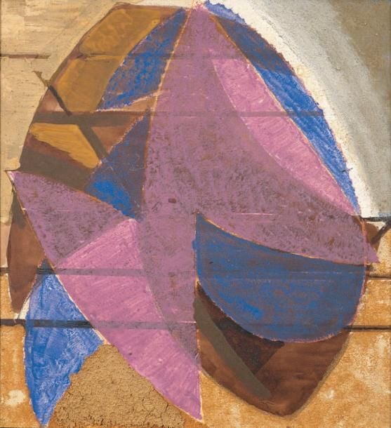 Composition abstraite Gouache et matière sur panneau, signée en bas vers la droite À vue: 48,5 x 45 cm