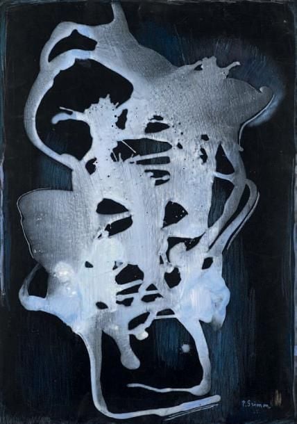 Composition abstraite Huile sur papier marouflé sur toile, signée en bas à droite 77 x 54,5 cm