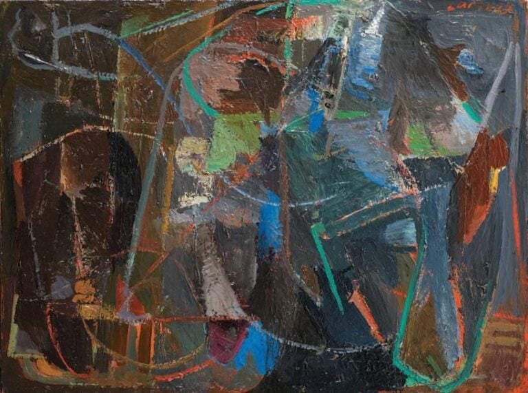 Composition abstraite Huile sur toile, signée en haut à droite 60 x 80 cm