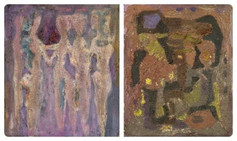 Composition abstraite Paire d'huiles sur panneau, un double face 22 x 27 cm et 25 x 29 cm Les deux
