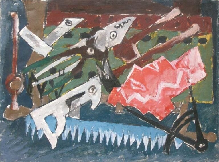 Composition au compas Huile sur toile Signée au dos 54 x 73 cm