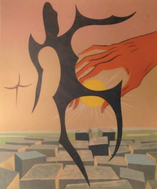 Composition au soleil Lithographie, monogrammée en bas à droite, Numérotée 27/120 en bas à gauche 62 x 54 cm
