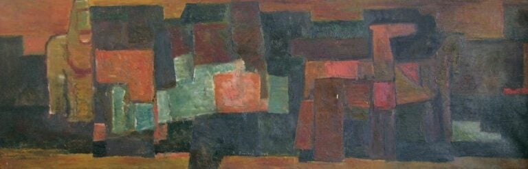 Composition aux chevaux(1954) Huile sur toil