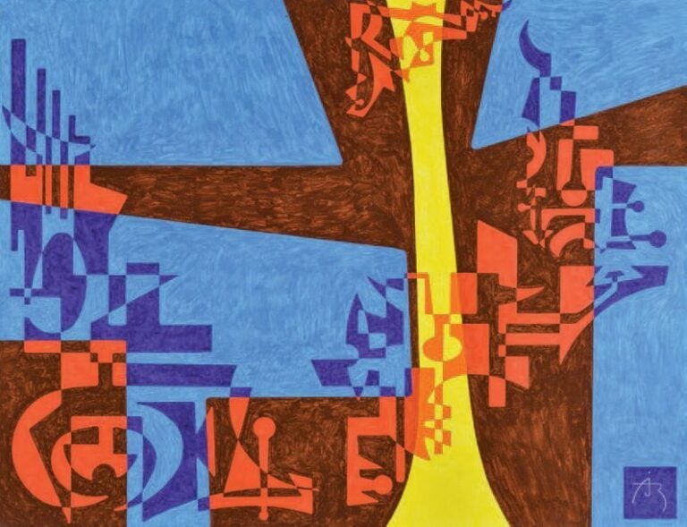 Composition bleue et marron