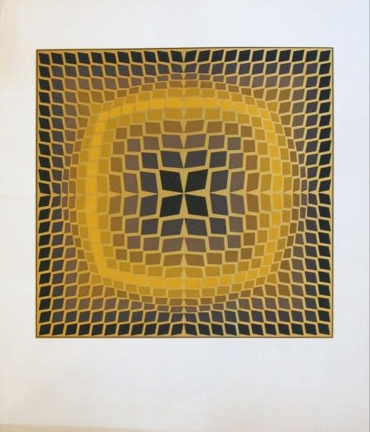 Composition cinétique Lithographie en couleurs, signée en bas à droite et n°29/150 en bas à gauche 60 x 50 cm (légères traces d'humidité sur les marges)