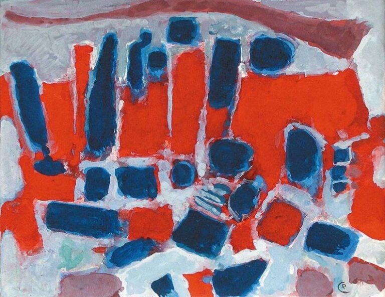 Composition Gouache, monogrammée en bas à droit