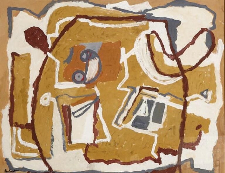 Composition Gouache, signée en bas à gauche 39 x 50,5 cm