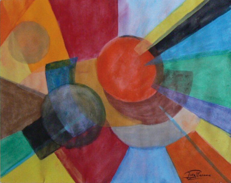 Composition Gouache sur papier Signée en bas à droite 24 x 30 cm