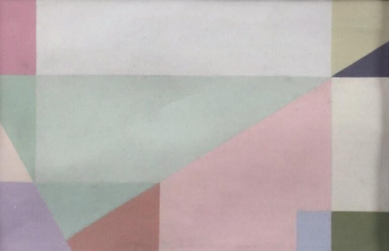 COMPOSITION Huile sur papier Signé au dos et daté 1958 19 x 33 cm