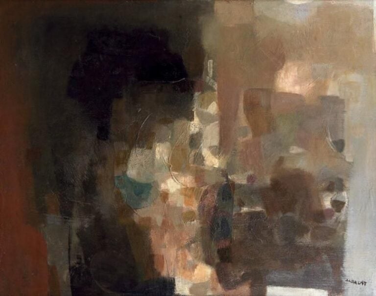 Composition Huile sur toile, signée en bas à droite et datée au dos 62 114 x 146 cm