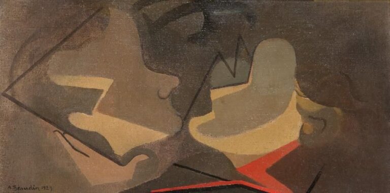Composition Huile sur toile, signée en bas à gauche et datée 1929 37 x 72 cm