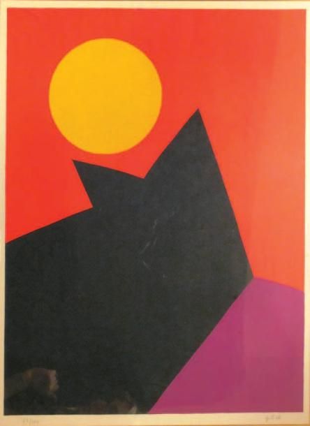 Composition Lithographie, signée en bas à droite, Numérotée 62/150 en bas à gauche 64 x 49 cm