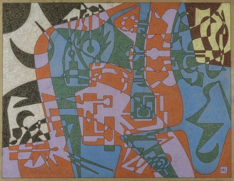 Composition parme et orange