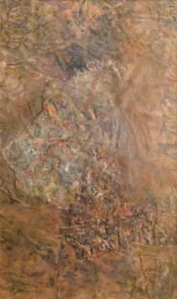 Composition Technique mixte et collage sur papier, signée et datée 64 en bas à droite 42 x 68 cm