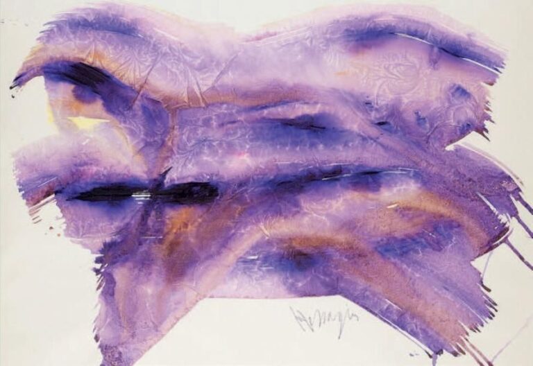 Composition violette Aquarelle, signée en bas vers le milieu 73 x 108 cm (à vue)