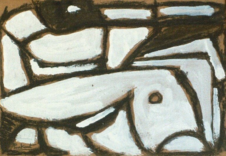 CONTRE PLONGÉE Gouache et fusain, signé en bas à gauche 22 x 30,5 cm
