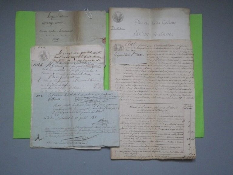 Corsaire à Bréhat en 1811 Ensemble de manuscrits originaux relatifs à la prise de la Goëlette anglaise «Mary-Ann» par le corsaire capteur LE TURBULENT commandé par le capitaine LE BOUEC, au large de Paimpol et Bréhat en 181