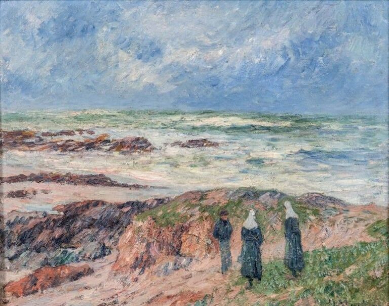 Côte bretonne, gros temps, 1900