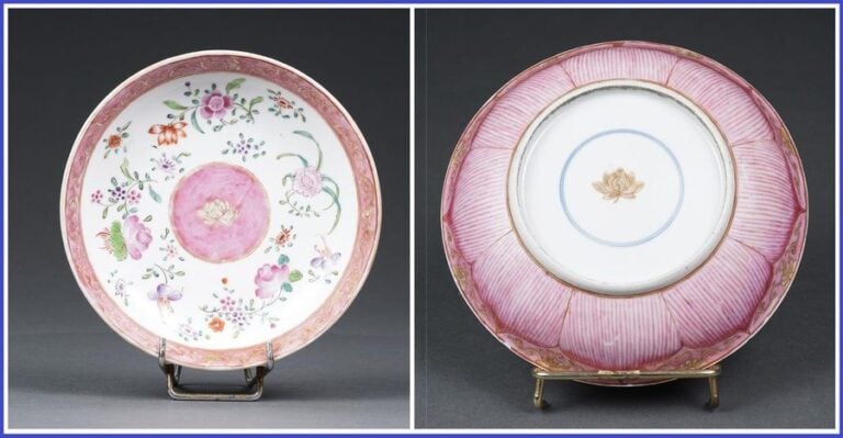 COUPE / ASSIETTE EN PORCELAINE A DECOR AU LOTUS