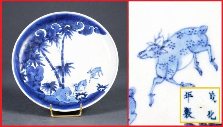 COUPE CIRCULAIRE EN PORCELAINE DITE " BLEU DE HUE "