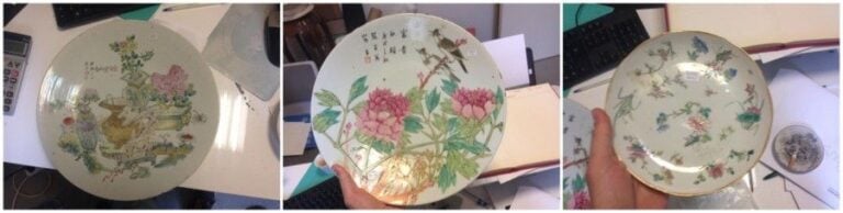 COUPE EN PORCELAINE A DECOR EMAILLE DE FLEURS