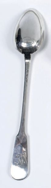 CUILLÈRE À RAGOÛT en argent de modèle uniplat à la spatule monogrammé