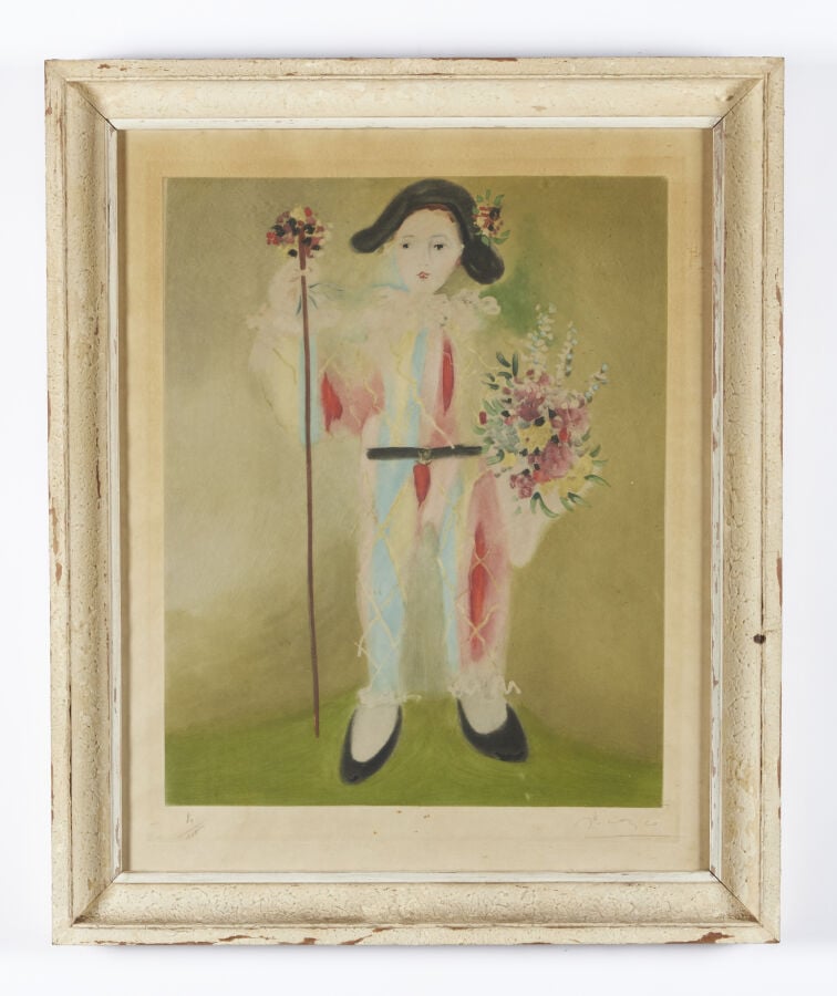 D'APRÈS PABLO PICASSO (1881-1973) - « Le petit Pierrot aux fleurs. c.1960. » -…