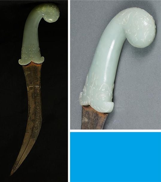 DAGUE A PRISE DE JADE NEPHRITE CELADON, KHANJAR
