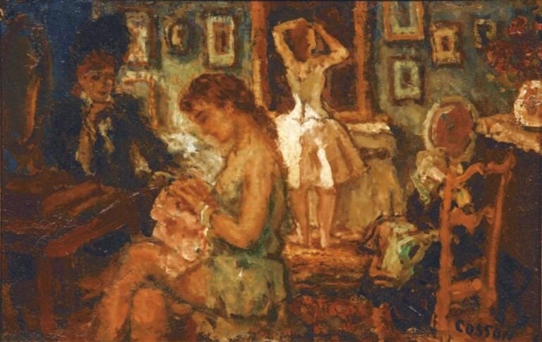 Dans la loge Huile sur panneau d'isorel, signée en bas à droite 23,5 x 35,5 cm