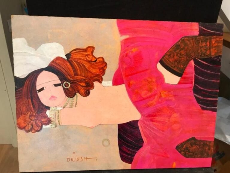 DARIUSH (1944) Nue allongée au tutu ros
