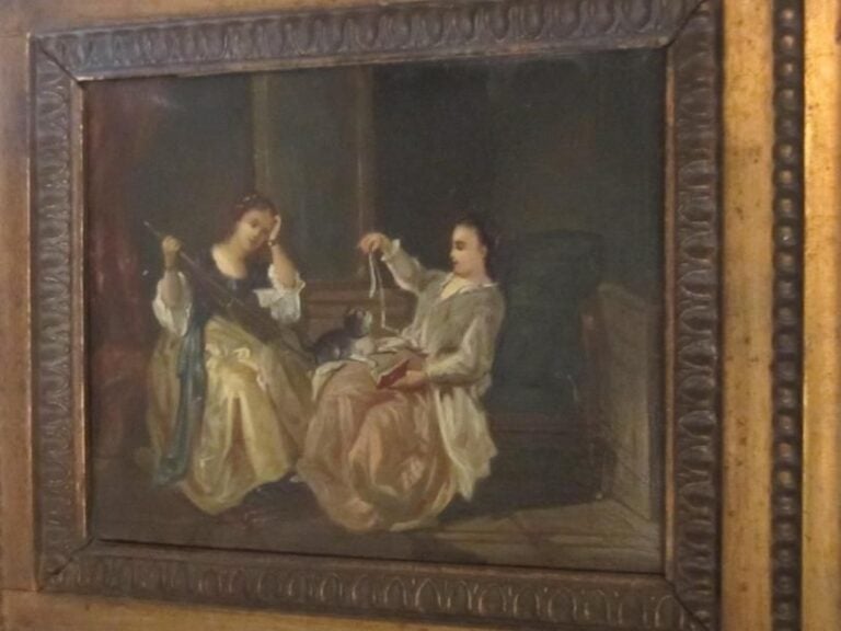 daryo BIES " femme au chat" huile sur panneau