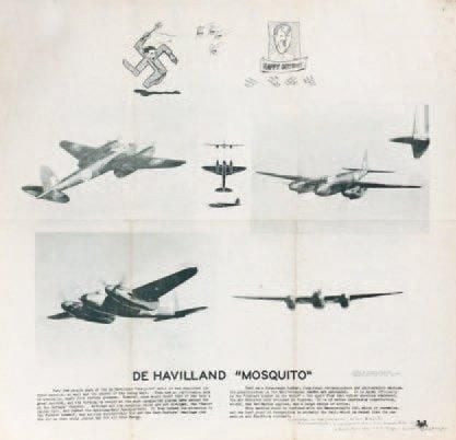 De Havilland « Mosquito » Affiche d'identification américaine, circa 1942, du célèbre chasseur bombardier anglais DH 9
