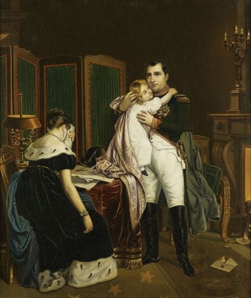 Derniers adieux de Napoléon à son fils le 24 janvier 1814 Huile sur toil