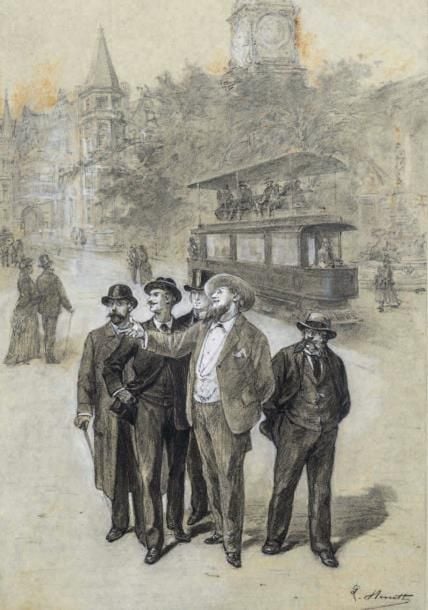 Dessin original signé de Léon Benett pour L'Île à hélic