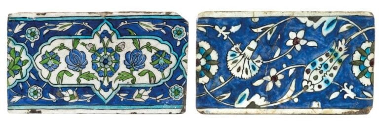 Deux carreaux aux oeillets et tulipes