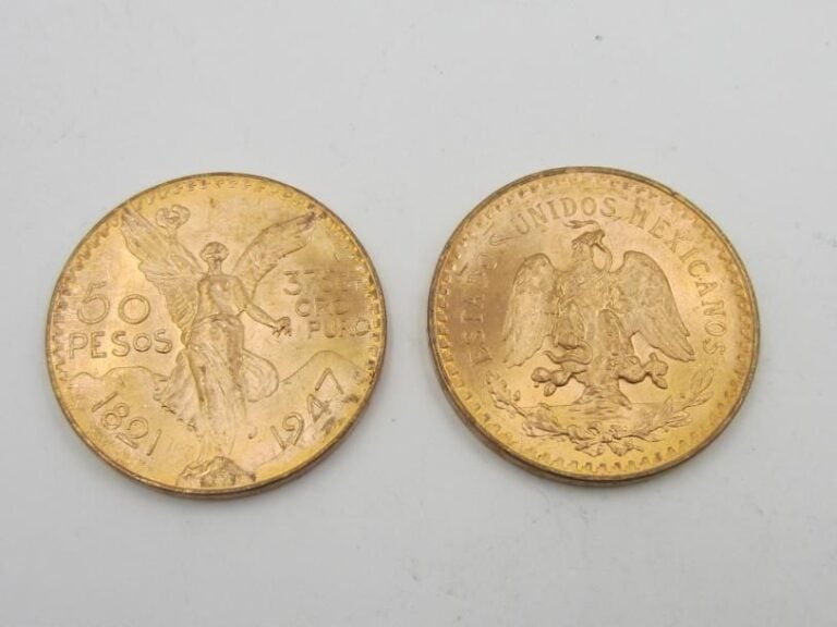 Deux pièces de 50 pesos or
