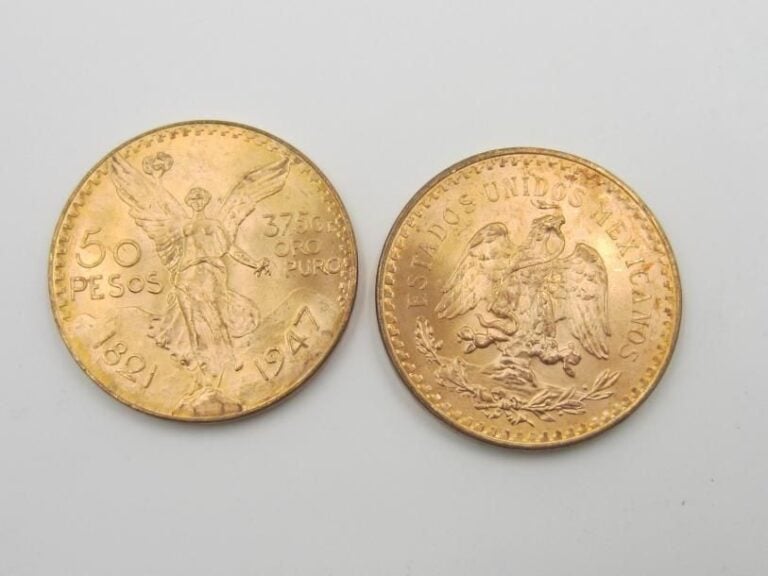 Deux pièces de 50 pesos or