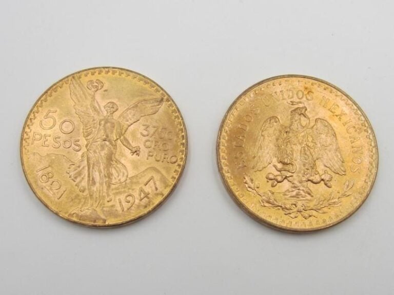 Deux pièces de 50 pesos or