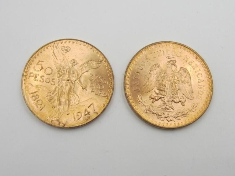 Deux pièces de 50 pesos or