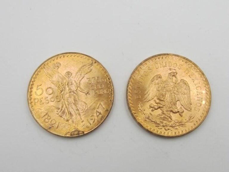 Deux pièces de 50 pesos or