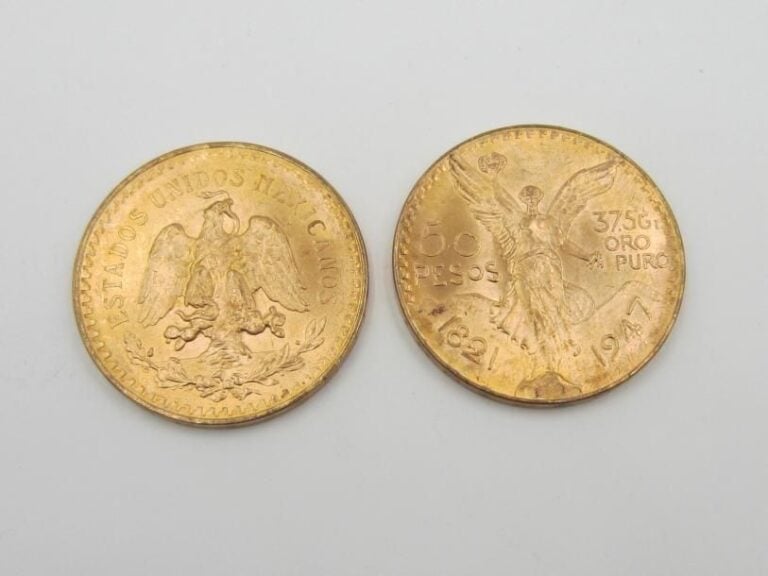 Deux pièces de 50 pesos or