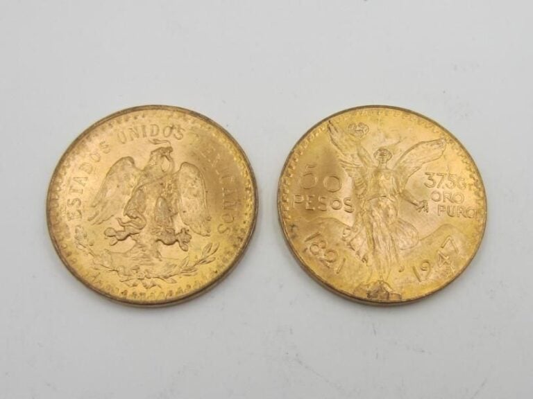 Deux pièces de 50 pesos or
